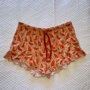 Ivory Ella Leopard Orange Sleep Shorts - Size Medium